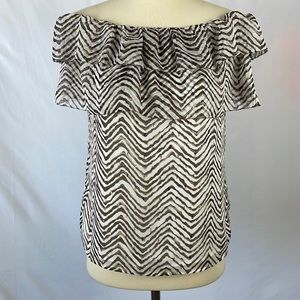 White House Black Market Double Ruffle Off Shoulder Sheer Lined Blouse - Size XS